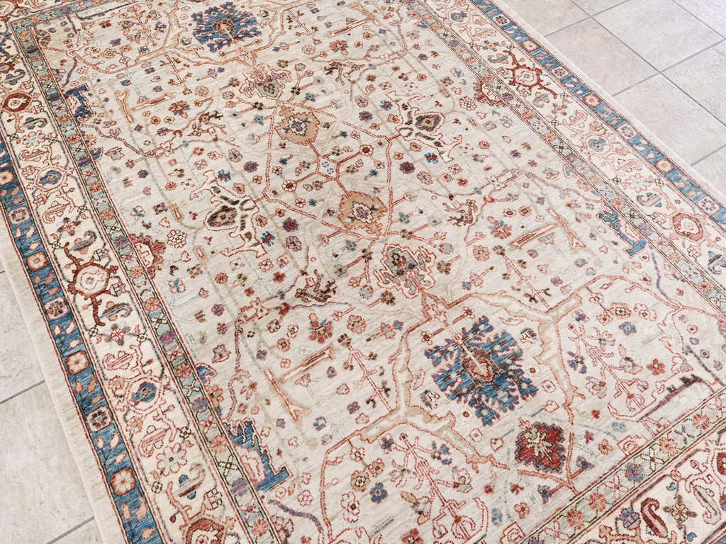 6x9 Ft Beige Bidjar Rug - Hand Knotted Wool Area Rug