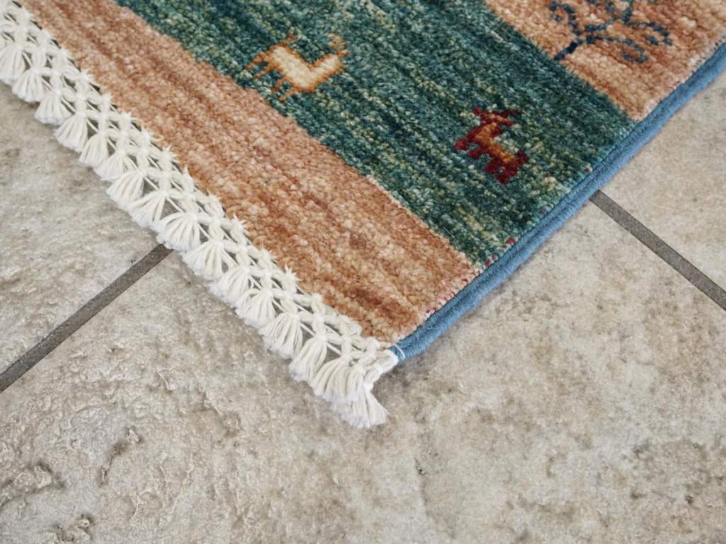 3x4 Ft Hand Knotted Wool Gabbeh Rug - Traditional Oriental Landscape