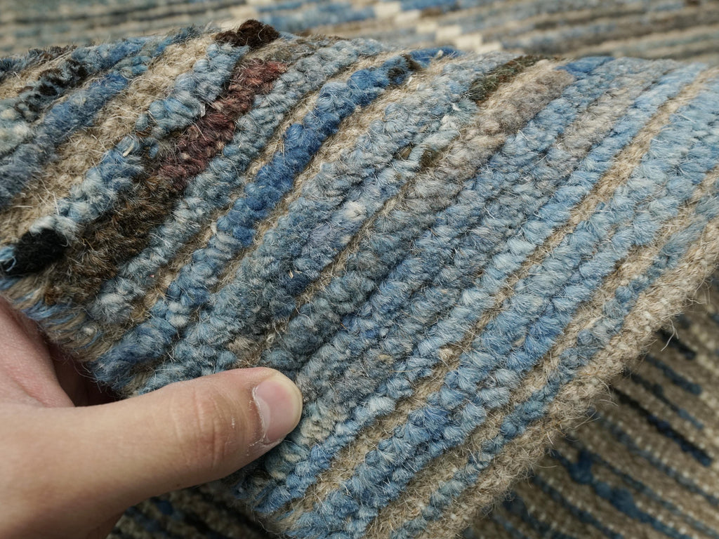 10 Ft Blue Moroccan Runner Rug - Afghan Handmade Wool Rug