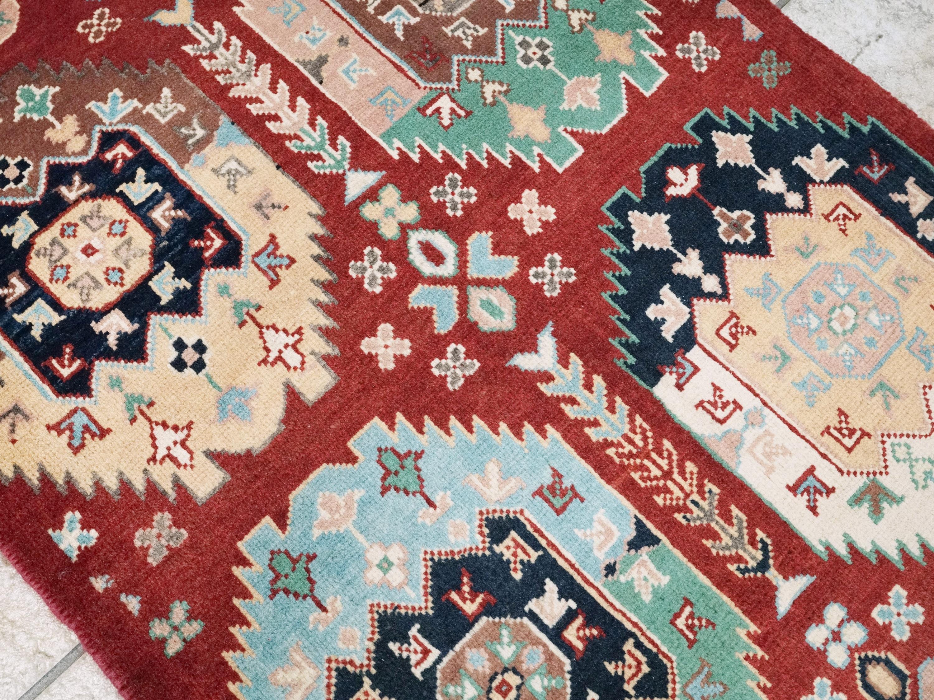 2x3 Ft Red Ersari Rug - Hand Knotted Wool Accent Rug