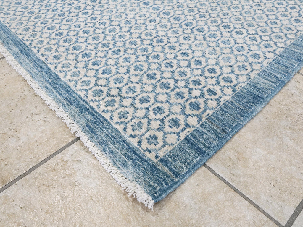 8x10 Ft Blue Gabbeh Rug - Hand Knotted Ghazni Wool Rug