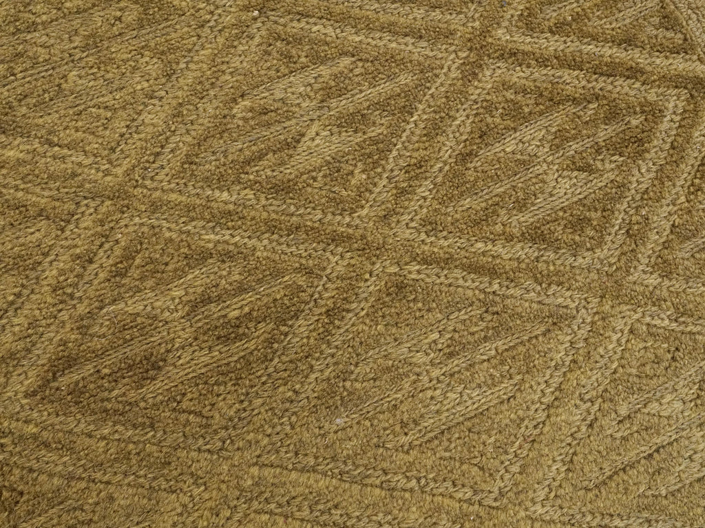 7x9 FT Hand Knotted Wool Kilim Rug - Light Brown Tribal Design
