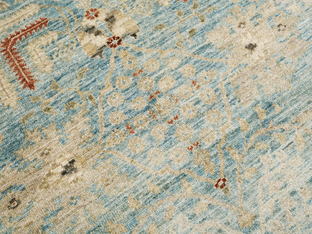 5x7 Ft Blue Floral Persian Rug - Hand Knotted Oriental Rug