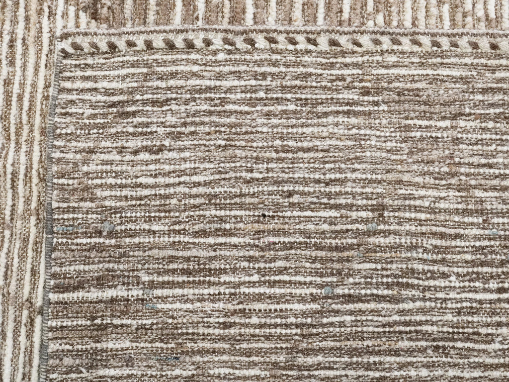 7x10 Ft Hand Knotted Afghan Wool Rug - Beige Moroccan Design