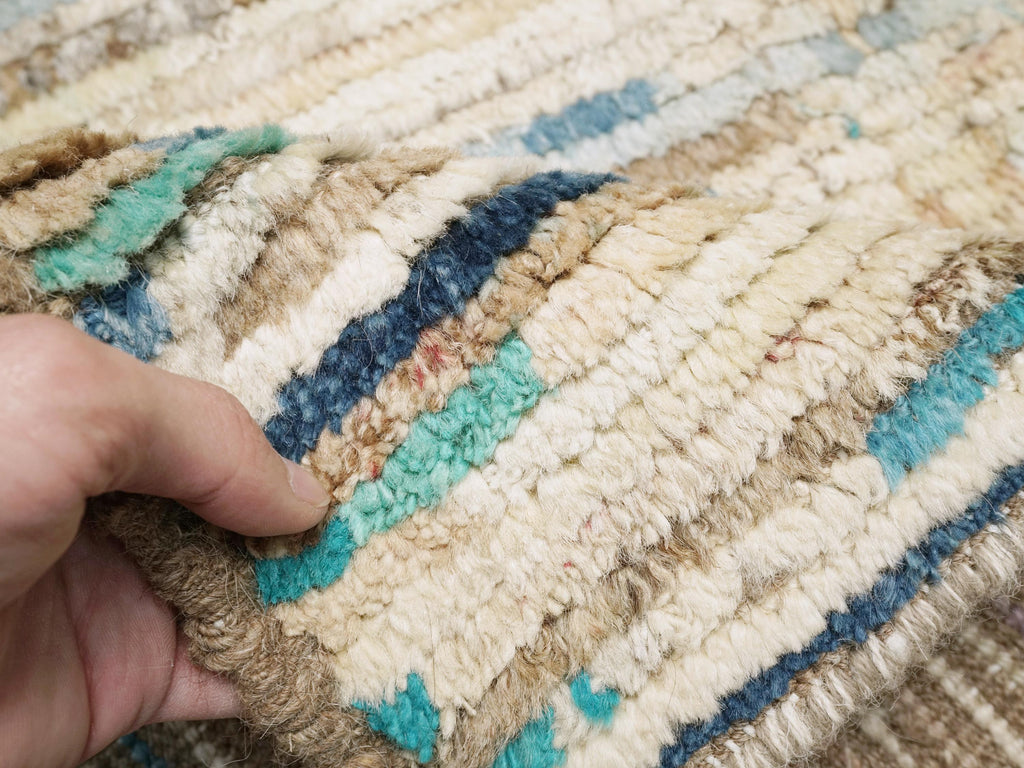 5x8 Ft Beige & Blue Moroccan Rug - Wool Area Rug
