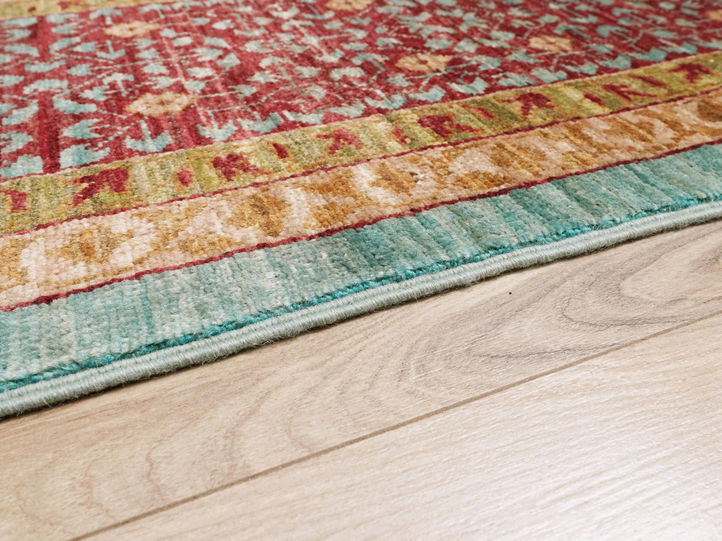 7x10 Ft Blue & Red Mamluk Rug - Afghan Oriental Wool Rug