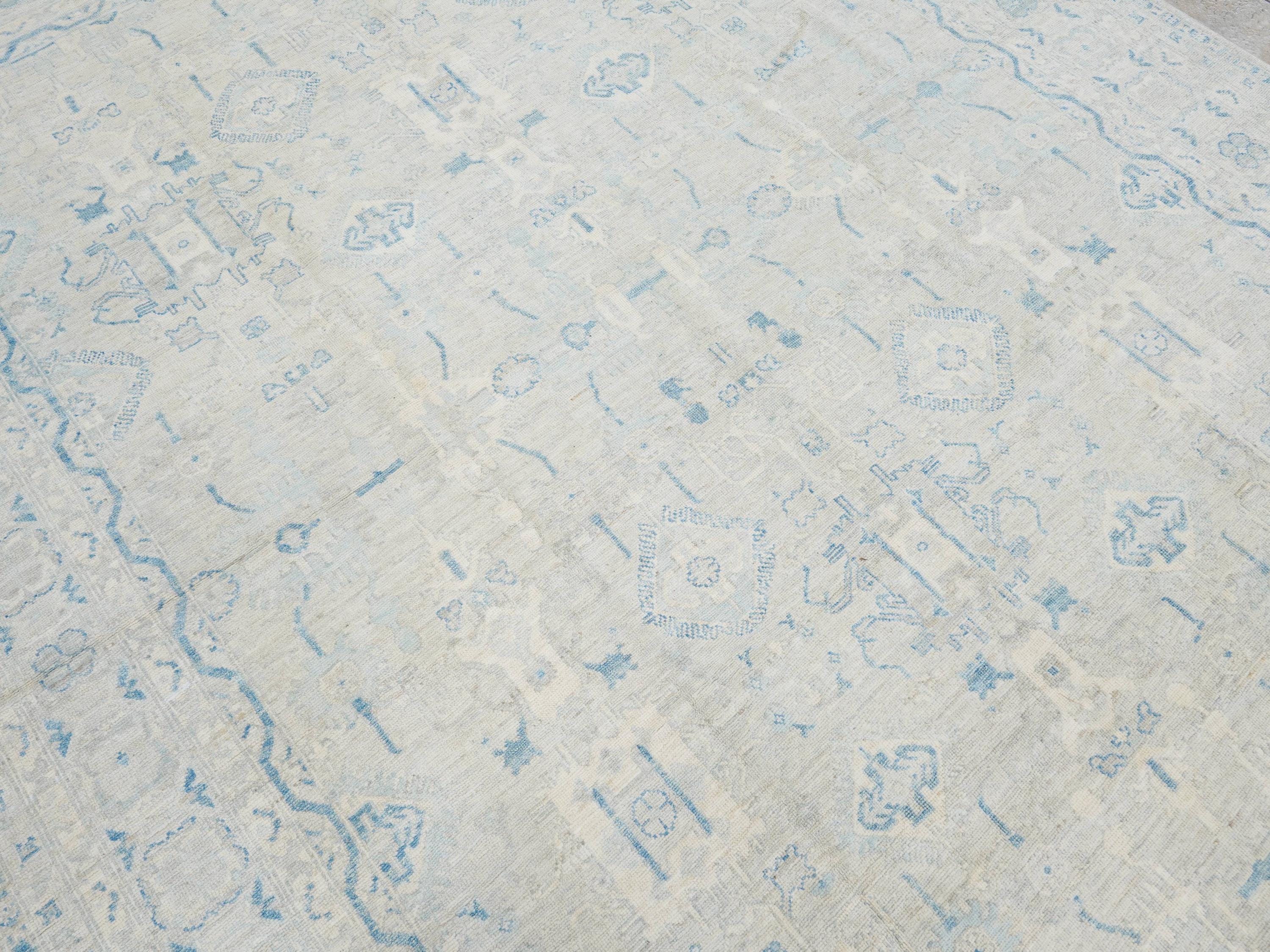 9x12 Ft Light Blue Oushak Rug - Handmade Area Rug