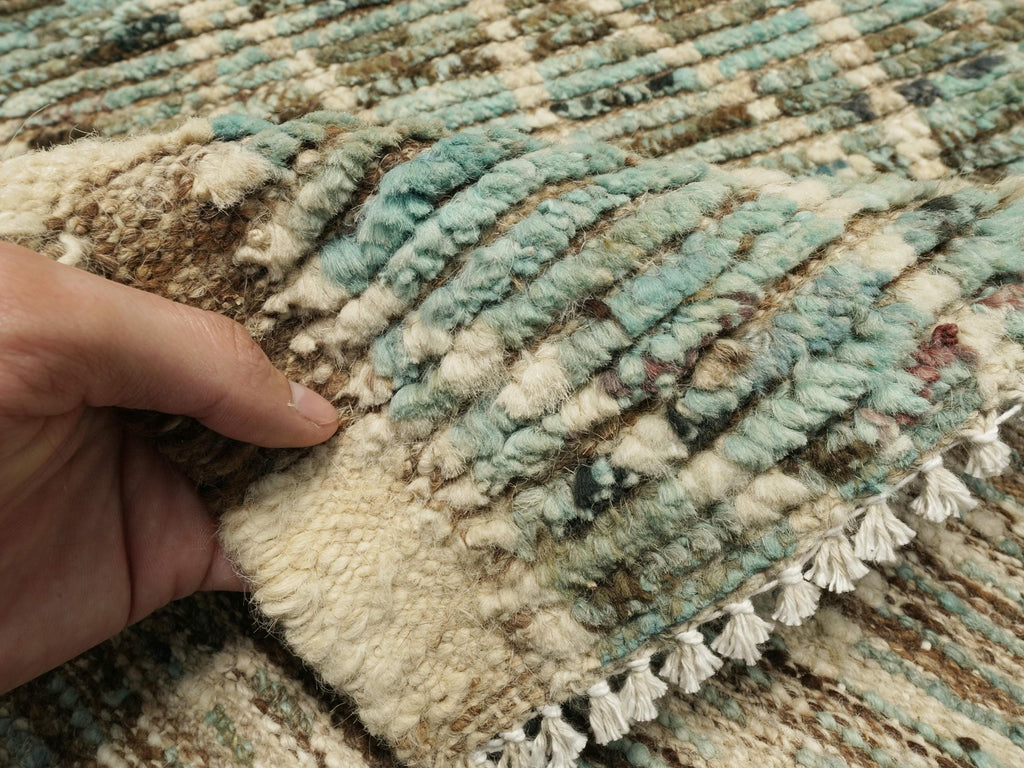 3x5 Ft Cyan Moroccan Rug - Hand Knotted Wool Rug
