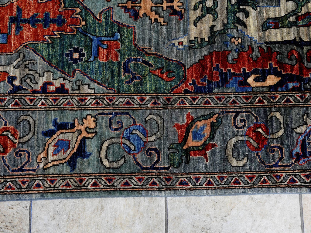 6x9 Ft Dark Gray Serapi Rug - Traditional Persian Style Wool Rug