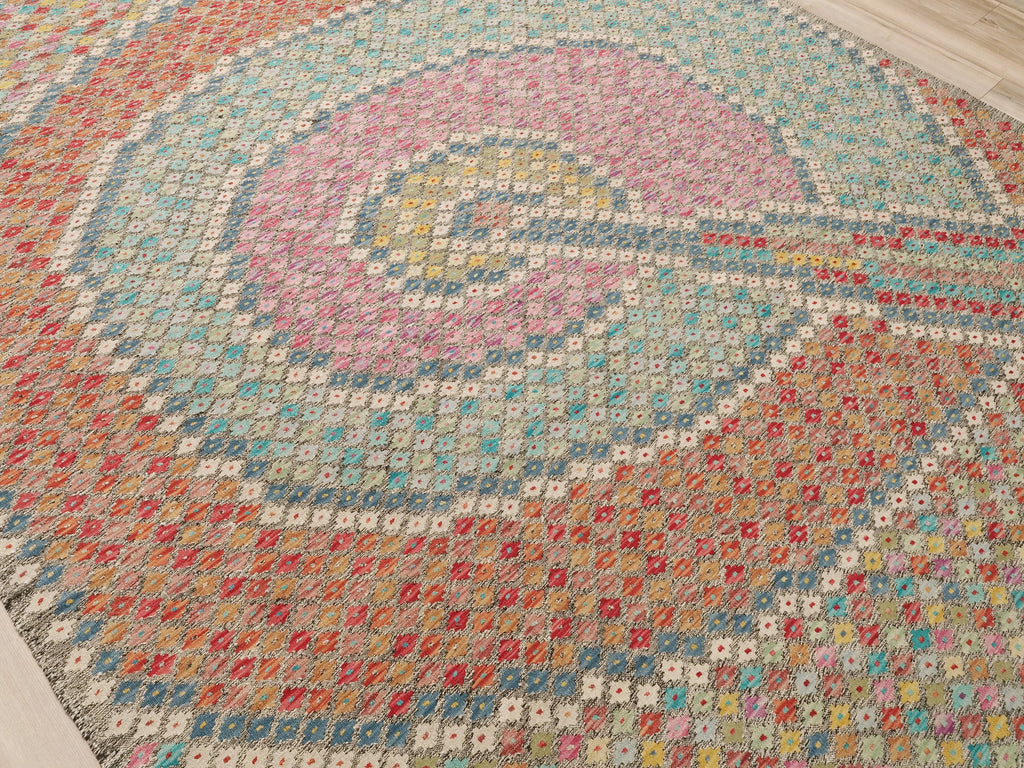 8x10 Ft Wool Kilim Rug - Contemporary Flat Weave - Contemporary Design