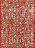 6x9 Ft Red Serapi Rug - Afghan Oriental Rug - Allover Floral Design