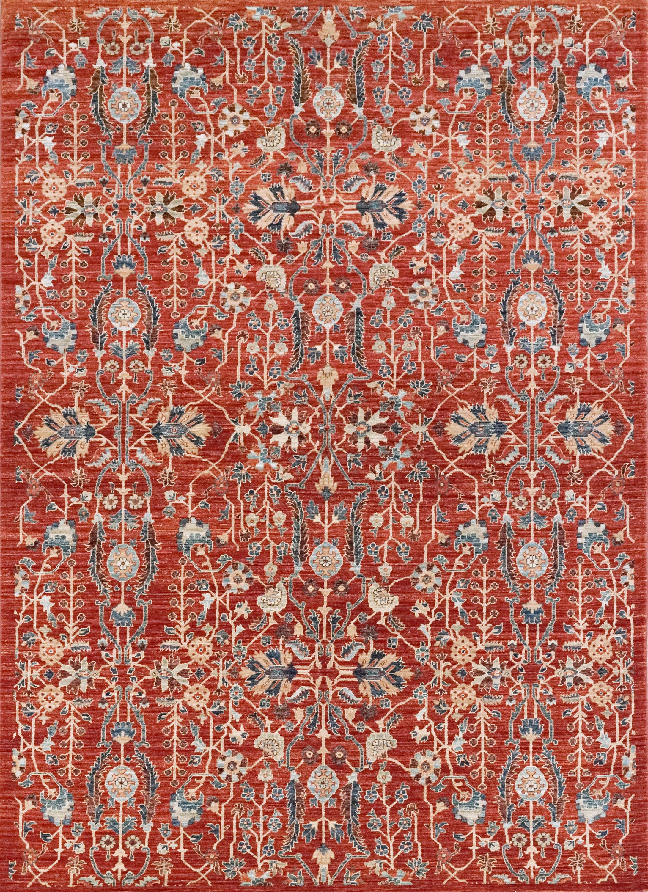 6x9 Ft Red Serapi Rug - Afghan Oriental Rug - Allover Floral Design