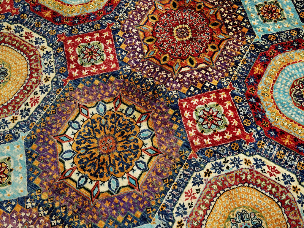 7x10 Ft Colorful Mamluk Rug - Hand Knotted Afghan Rug
