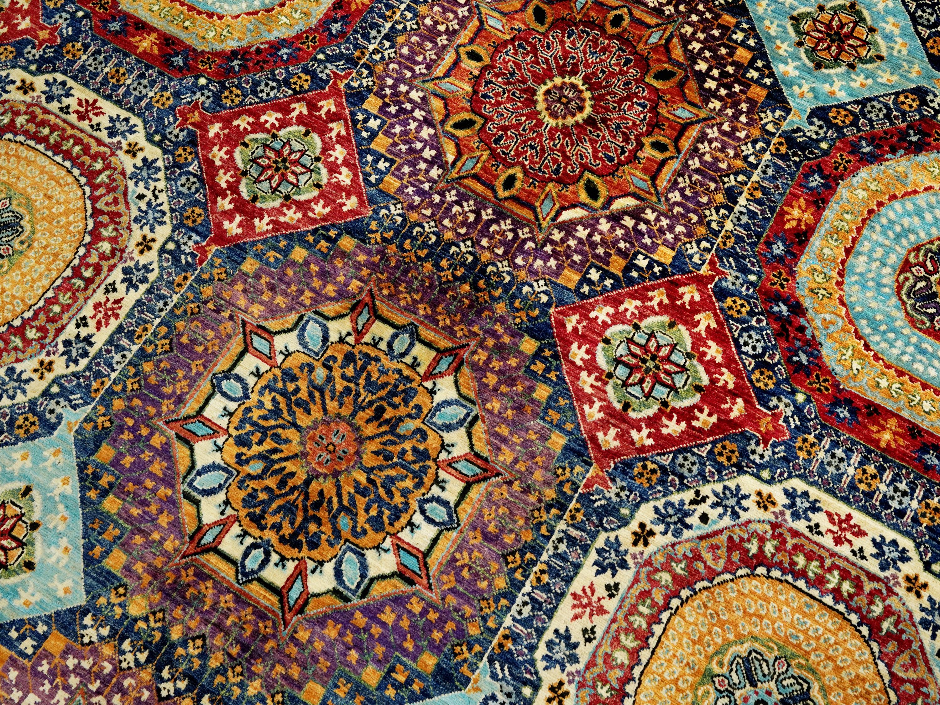 7x10 Ft Colorful Mamluk Rug - Hand Knotted Afghan Rug