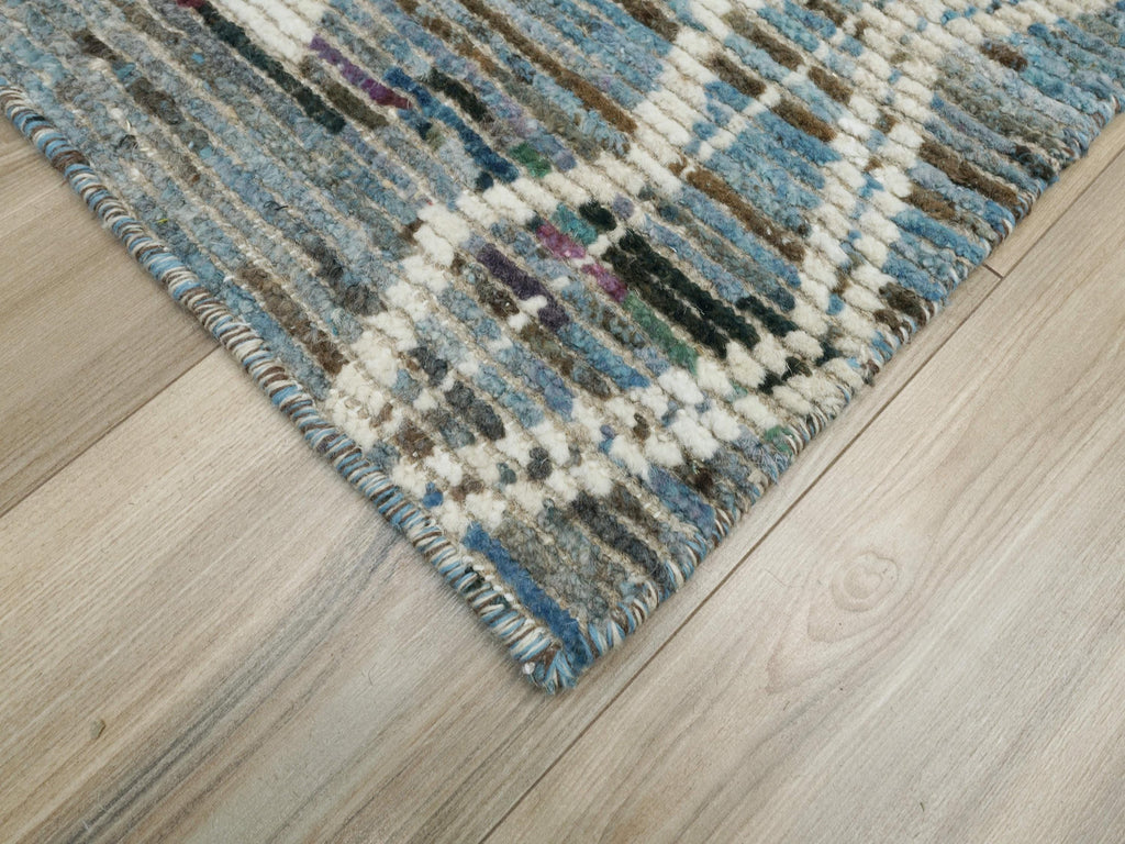 3x5 Ft Blue Moroccan Rug - Hand Knotted Area Rug