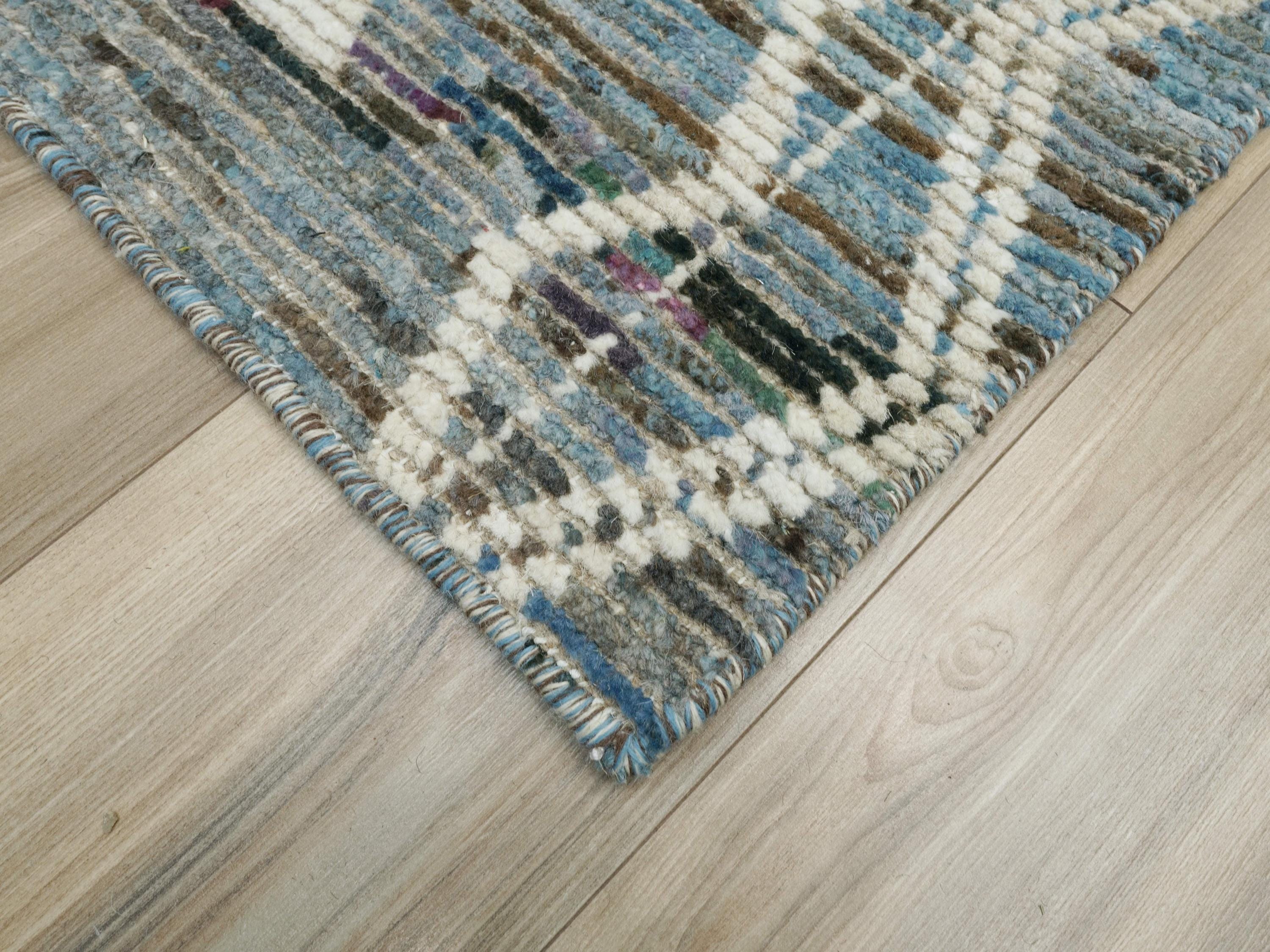 3x5 Ft Blue Moroccan Rug - Hand Knotted Area Rug