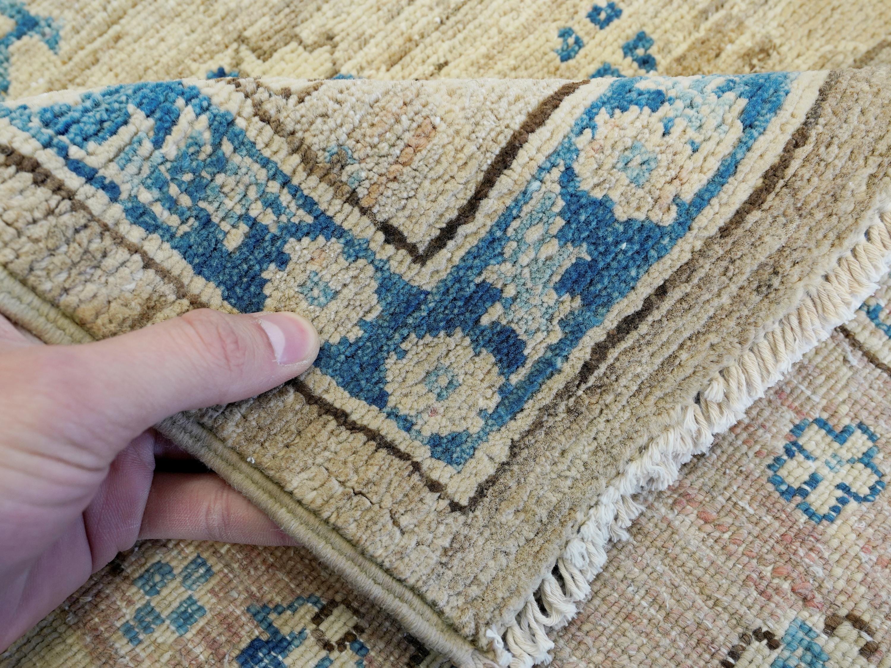 6x10 Ft Antique Heriz Rug - Beige & Blue Persian Rug