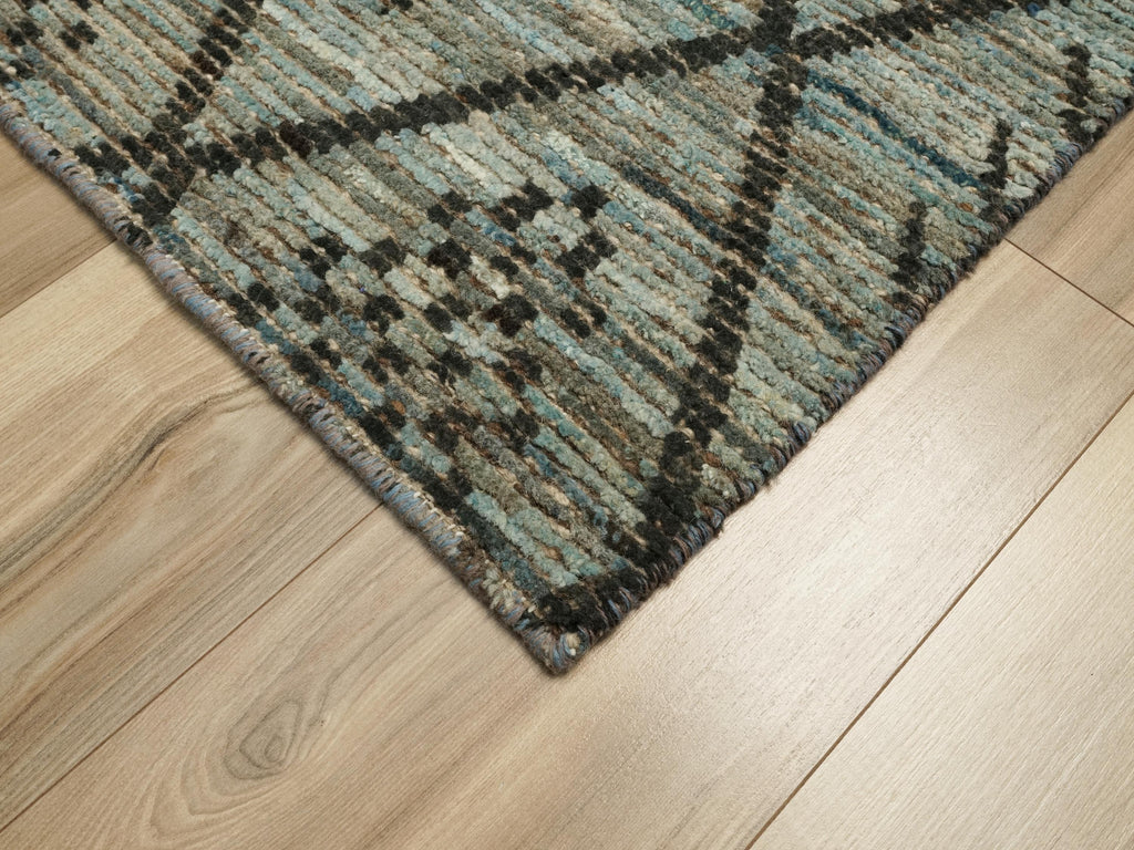 3x5 Ft Blue Moroccan Rug - Hand Knotted Afghan Rug