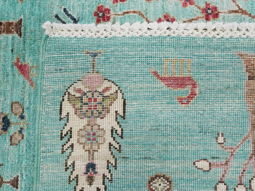 6x8 Ft Hand Knotted Cyan Serapi Rug - Ghazni Wool Persian Rug