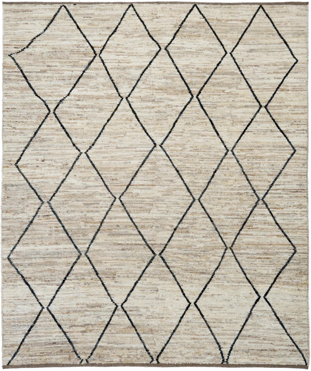 8x10 Ft Beige Moroccan Rug - Hand Knotted Wool Area Rug