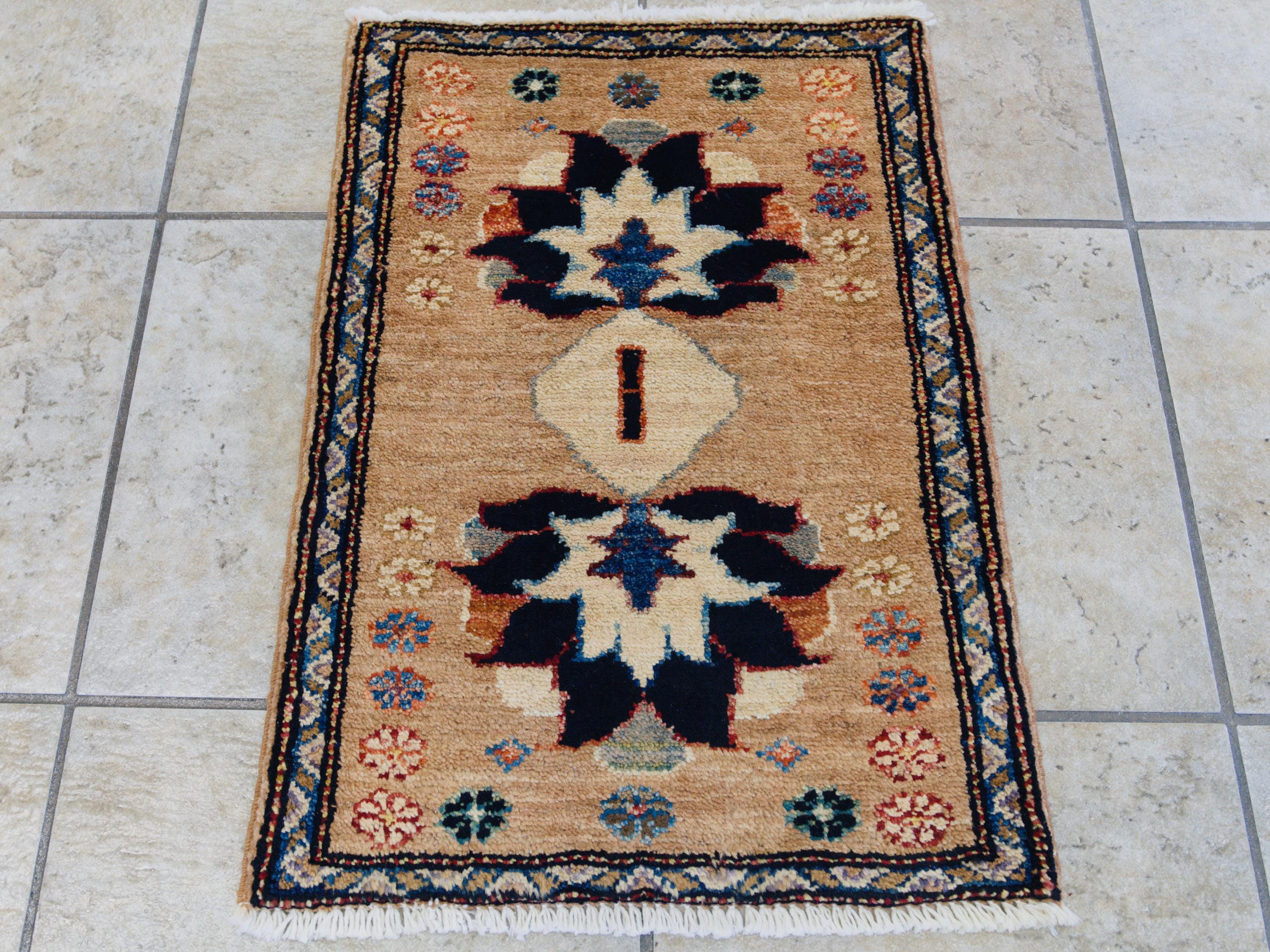 1x2 Ft Light Brown Serapi Rug - Floral Accent Rug