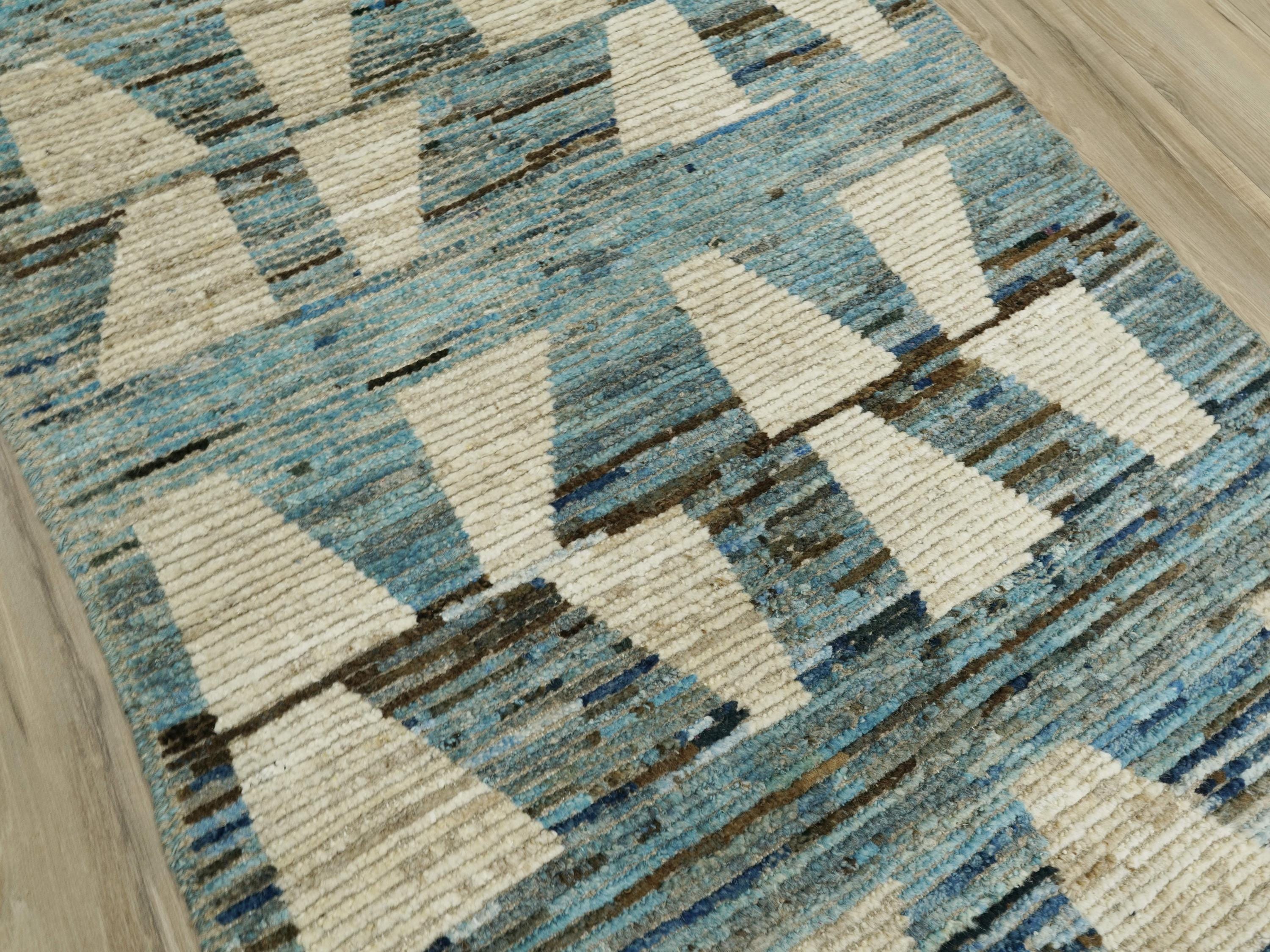 3x5 Ft Blue Moroccan Rug - Hand Knotted Area Rug