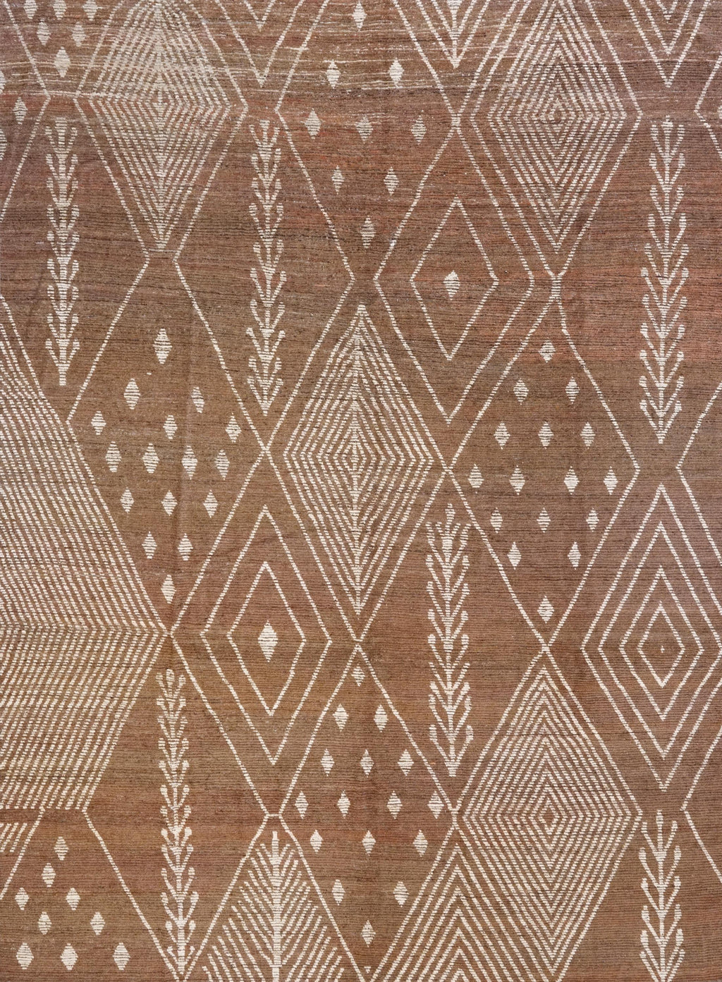 10x14 Ft Brown Moroccan Rug - Afghan Handmade Wool Rug