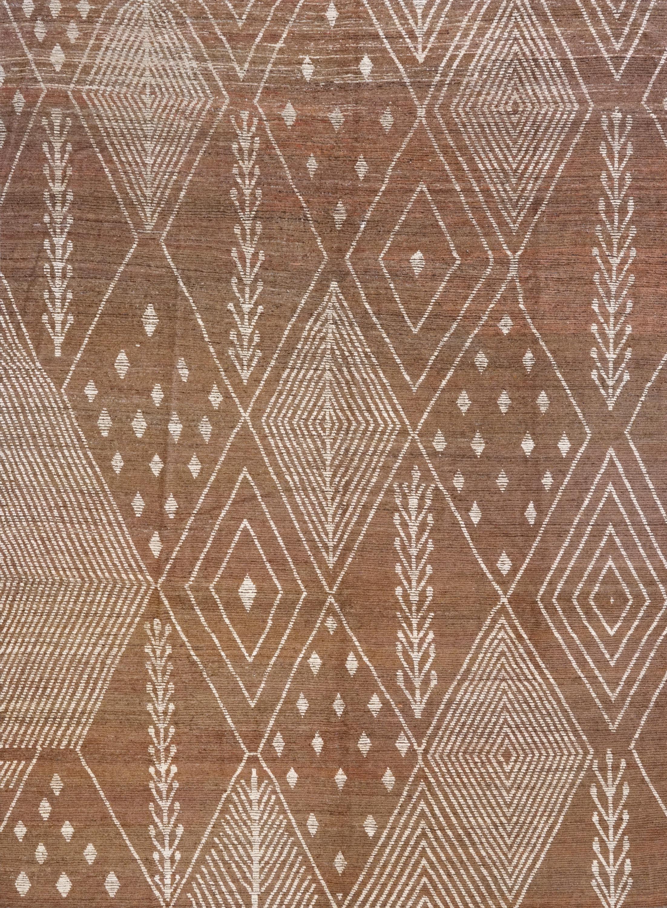 10x14 Ft Brown Moroccan Rug - Afghan Handmade Wool Rug