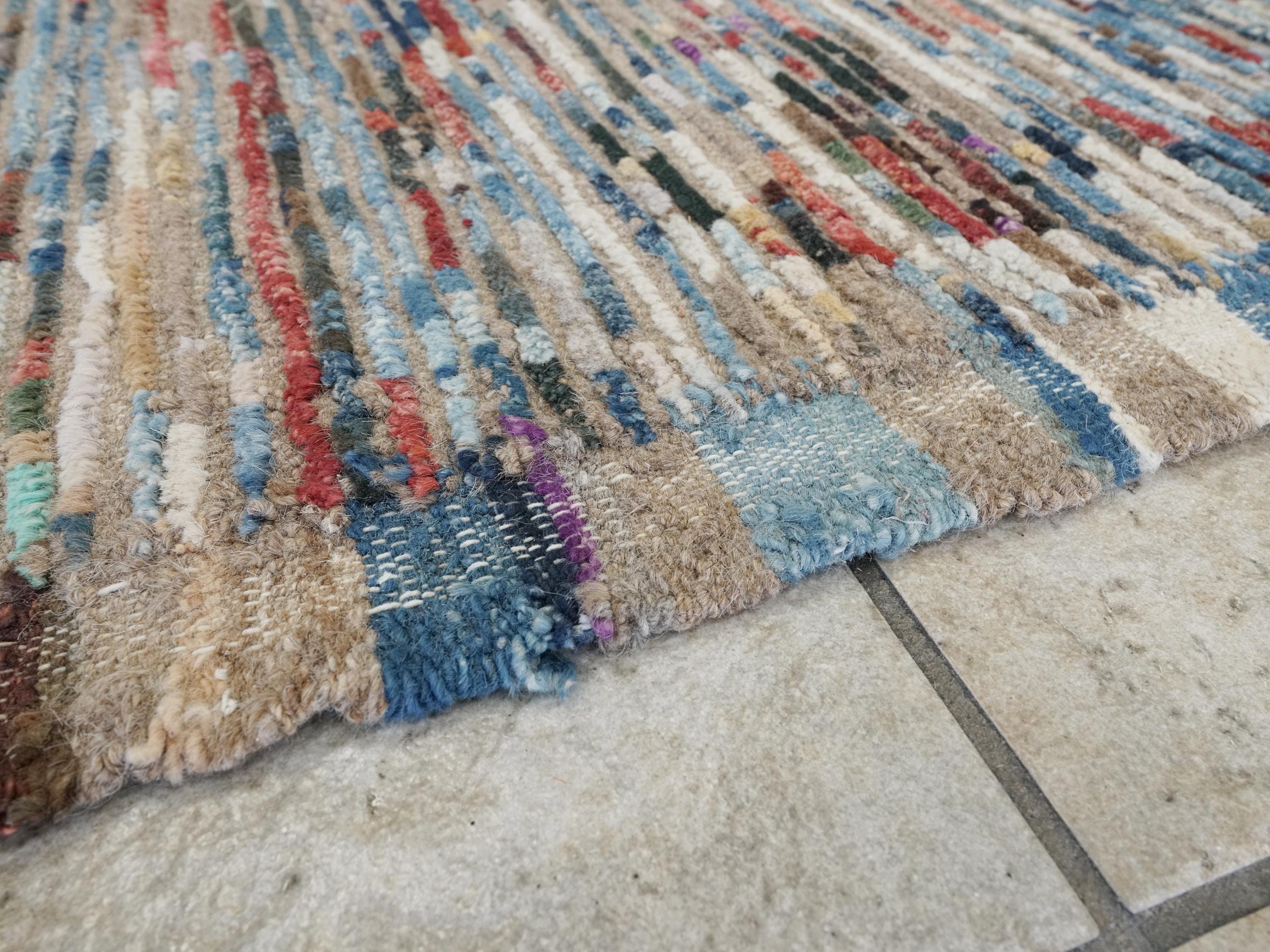 8 Ft Moroccan Runner Rug - Colorful Handmade wool Rug