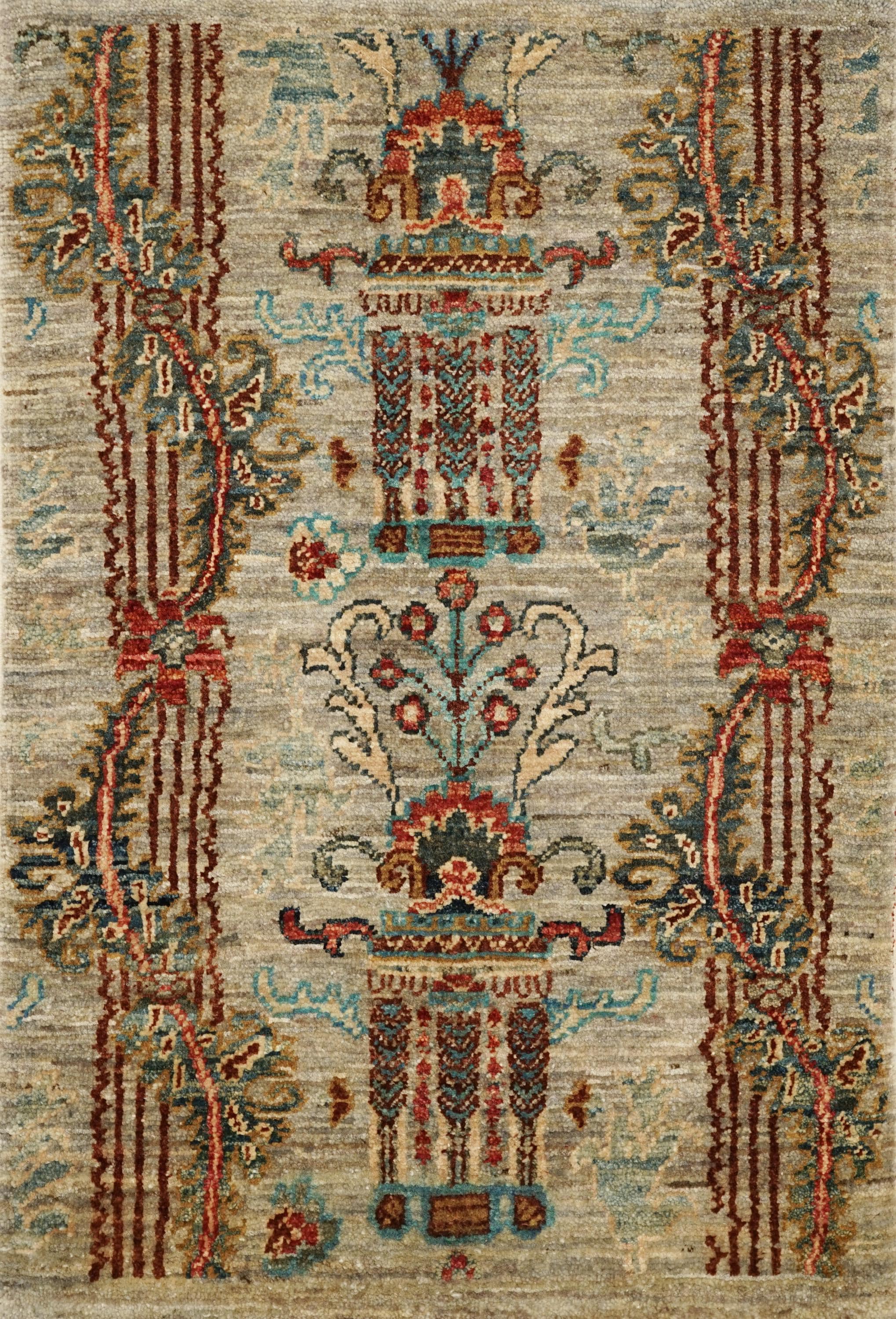 2x3 Ft Handmade Gabbeh Rug - Afghan Wool Accent Rug