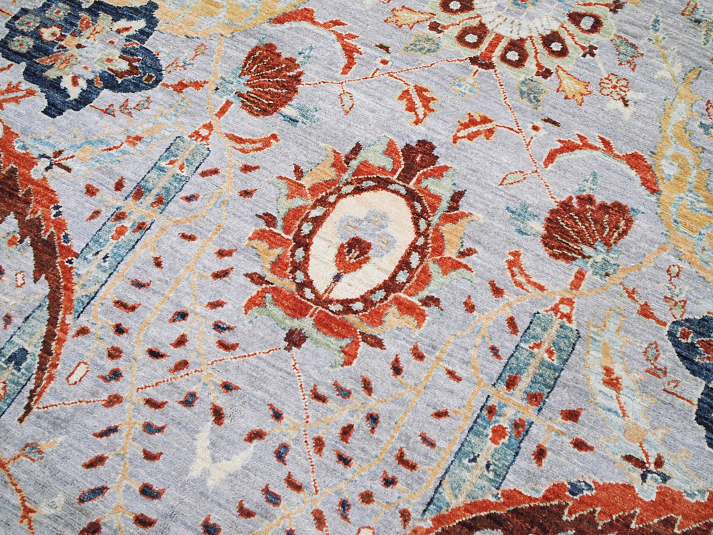 6x9 Ft Light Grey Serapi Rug - Hand Knotted Oriental Rug - Floral Design