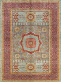 7x10 Ft Blue & Red Mamluk Rug - Afghan Oriental Wool Rug