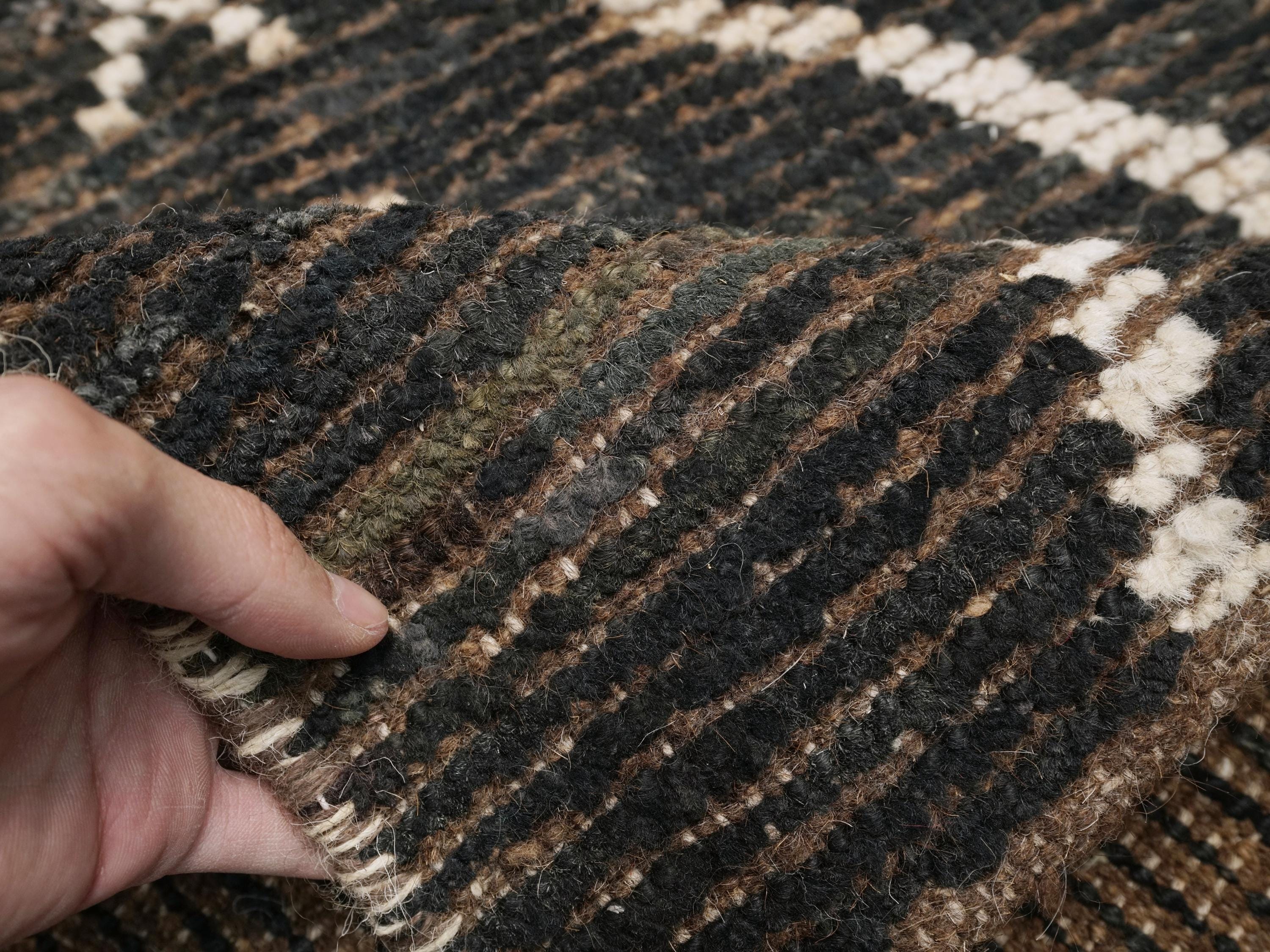 6x8 Ft Black Moroccan Rug - Handmade Tribal Rug