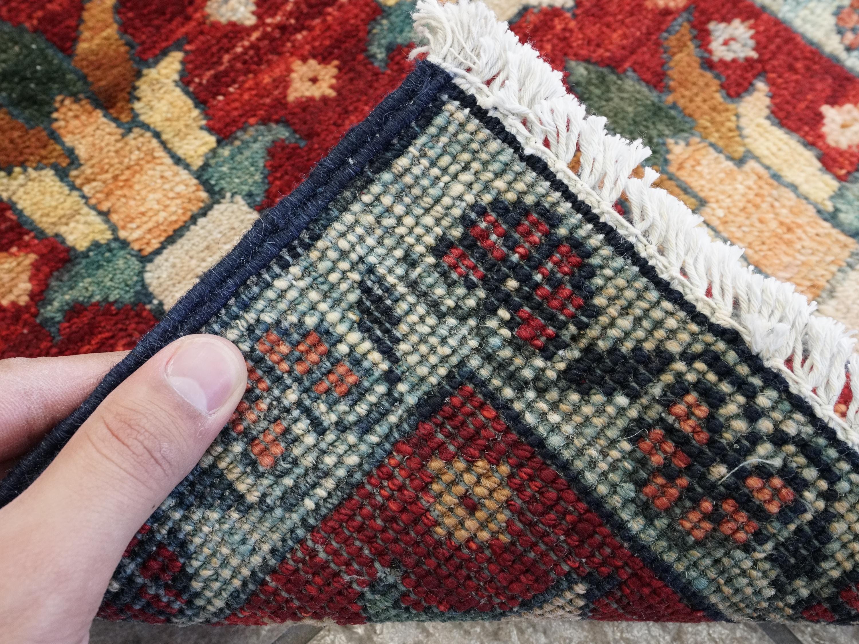 1x2 Ft Hand Knotted Red Heriz Rug - Afghan Wool Doormat