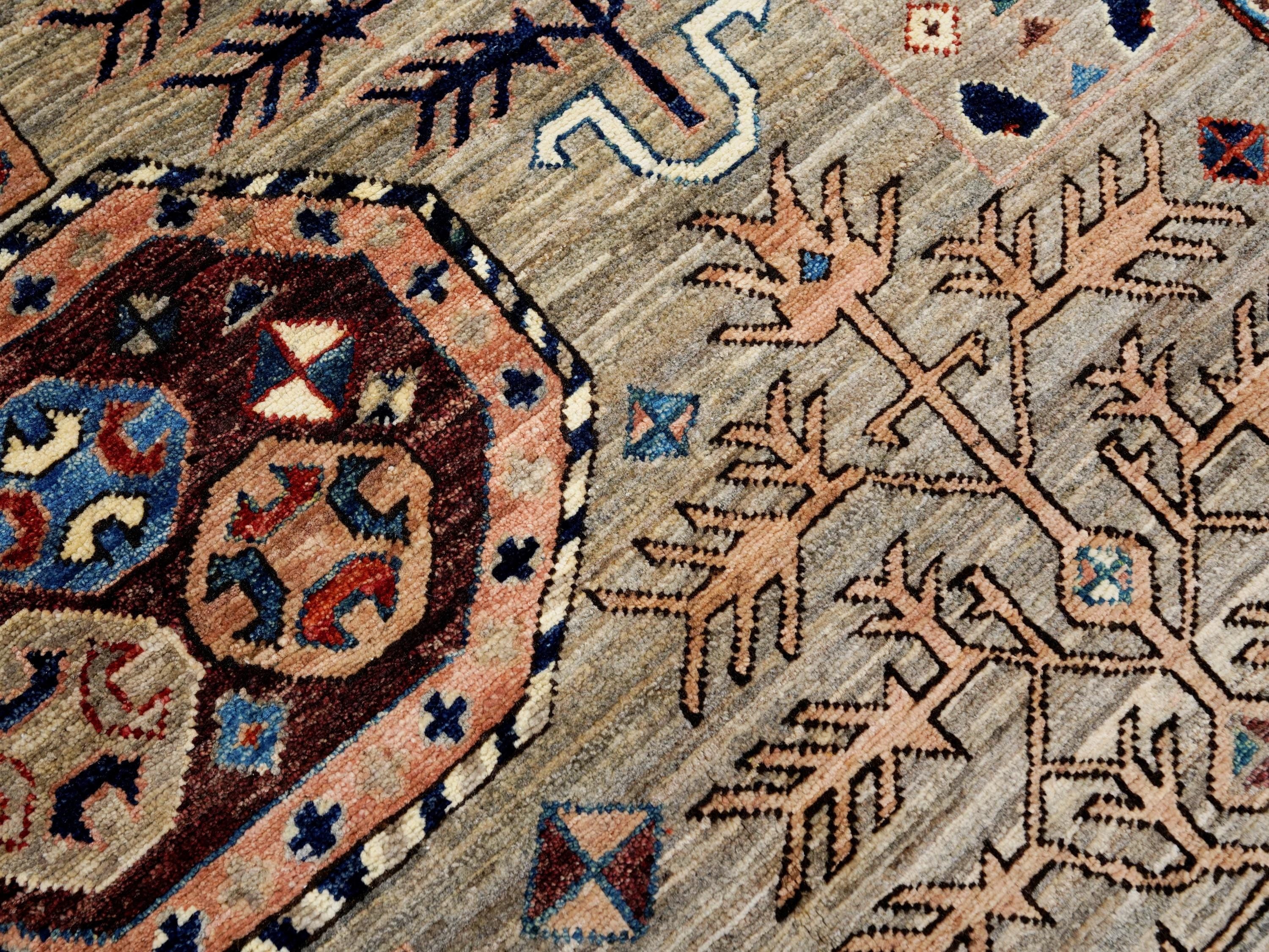 5x7 Ft Brown Heriz Rug - Hand Knotted Oriental Wool Rug
