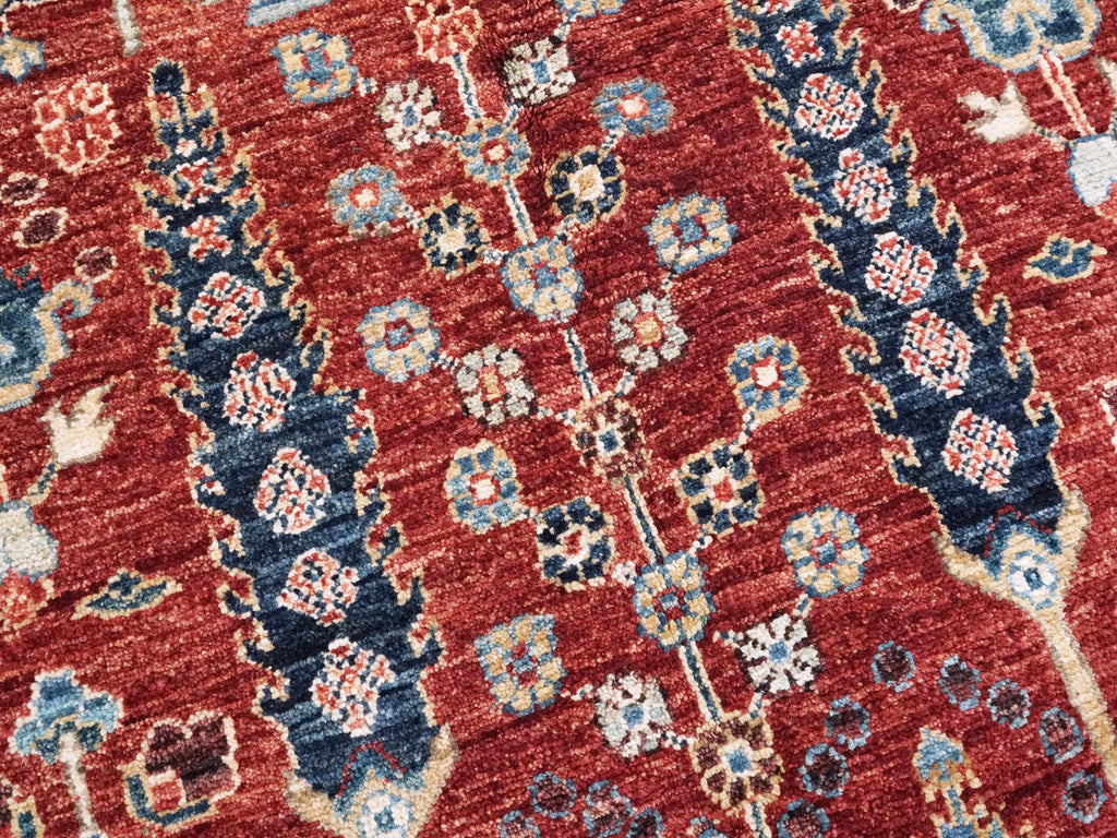 5x7 Ft Red Serapi Rug - Hand Knotted Oriental Rug - All Over Design
