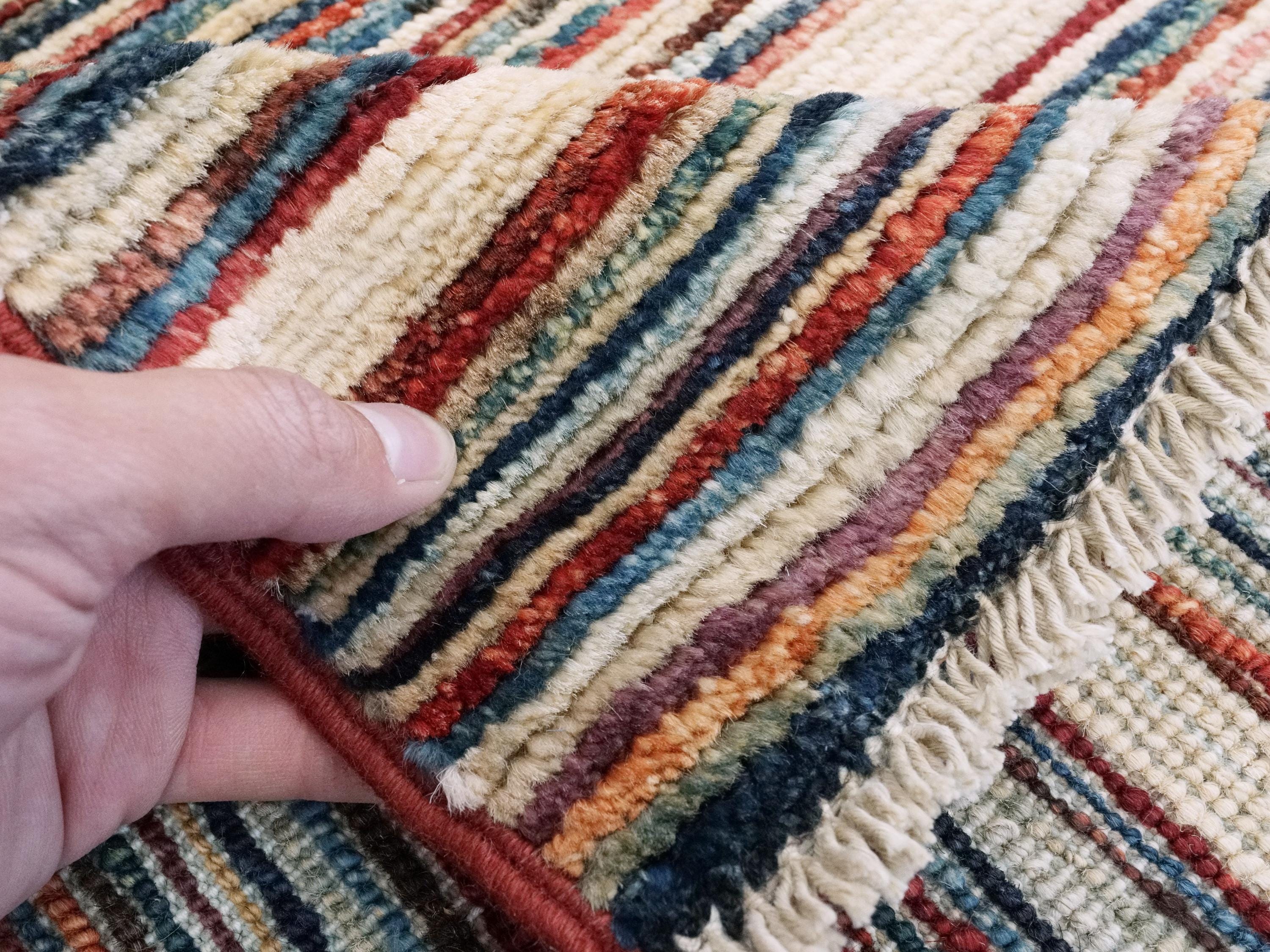 6x9 Ft Colorful Gabbeh Rug - Afghan Wool Area Rug - Striped Design