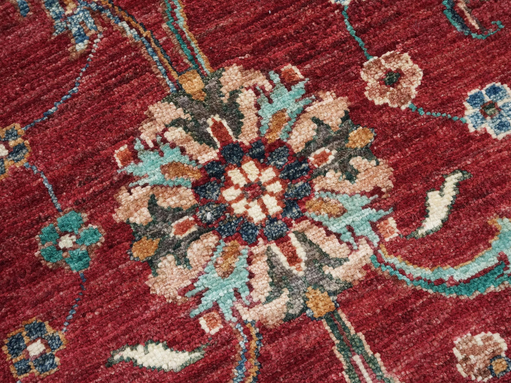 3x4 Ft Hand Knotted Red Serapi Rug - Ghazni Wool Oriental Rug