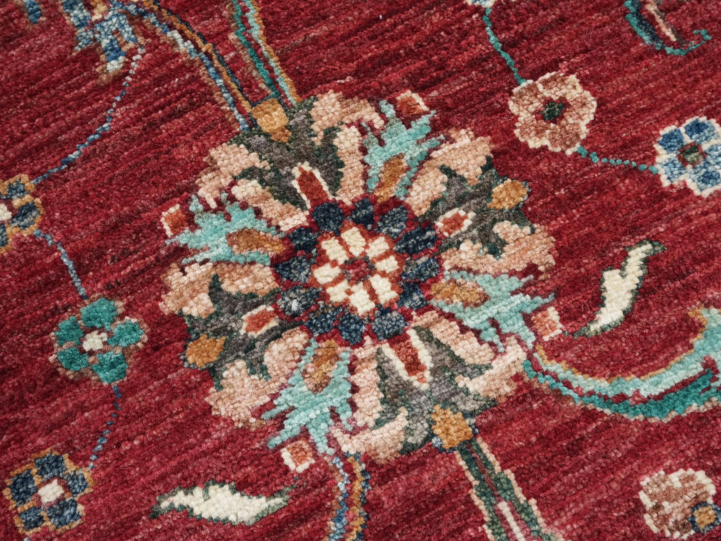 3x4 Ft Hand Knotted Red Serapi Rug - Ghazni Wool Oriental Rug