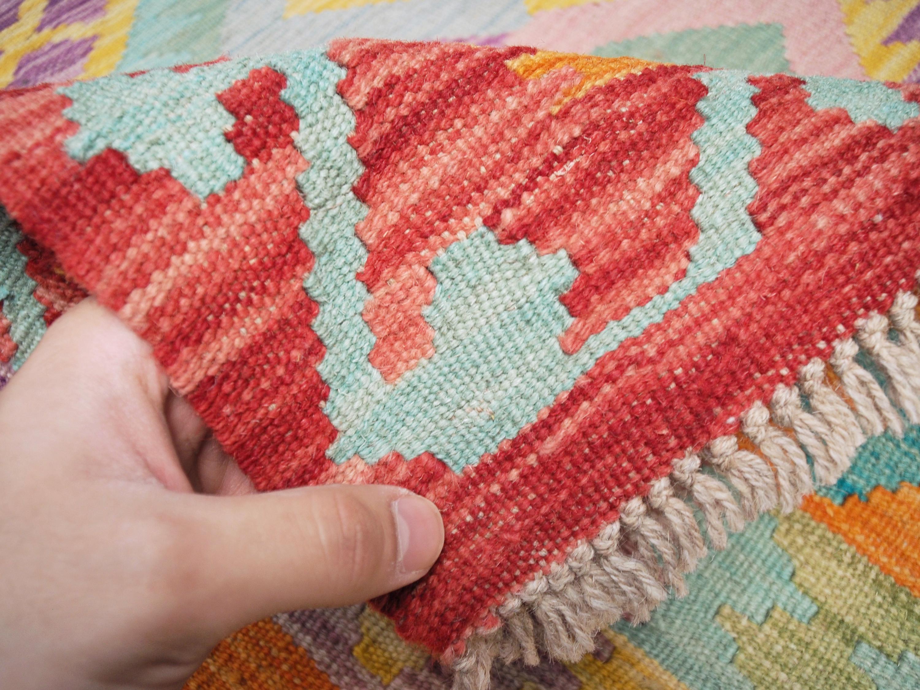 7x10 Ft Maimana Kilim Rug - Afghan Tribal Flat Weave