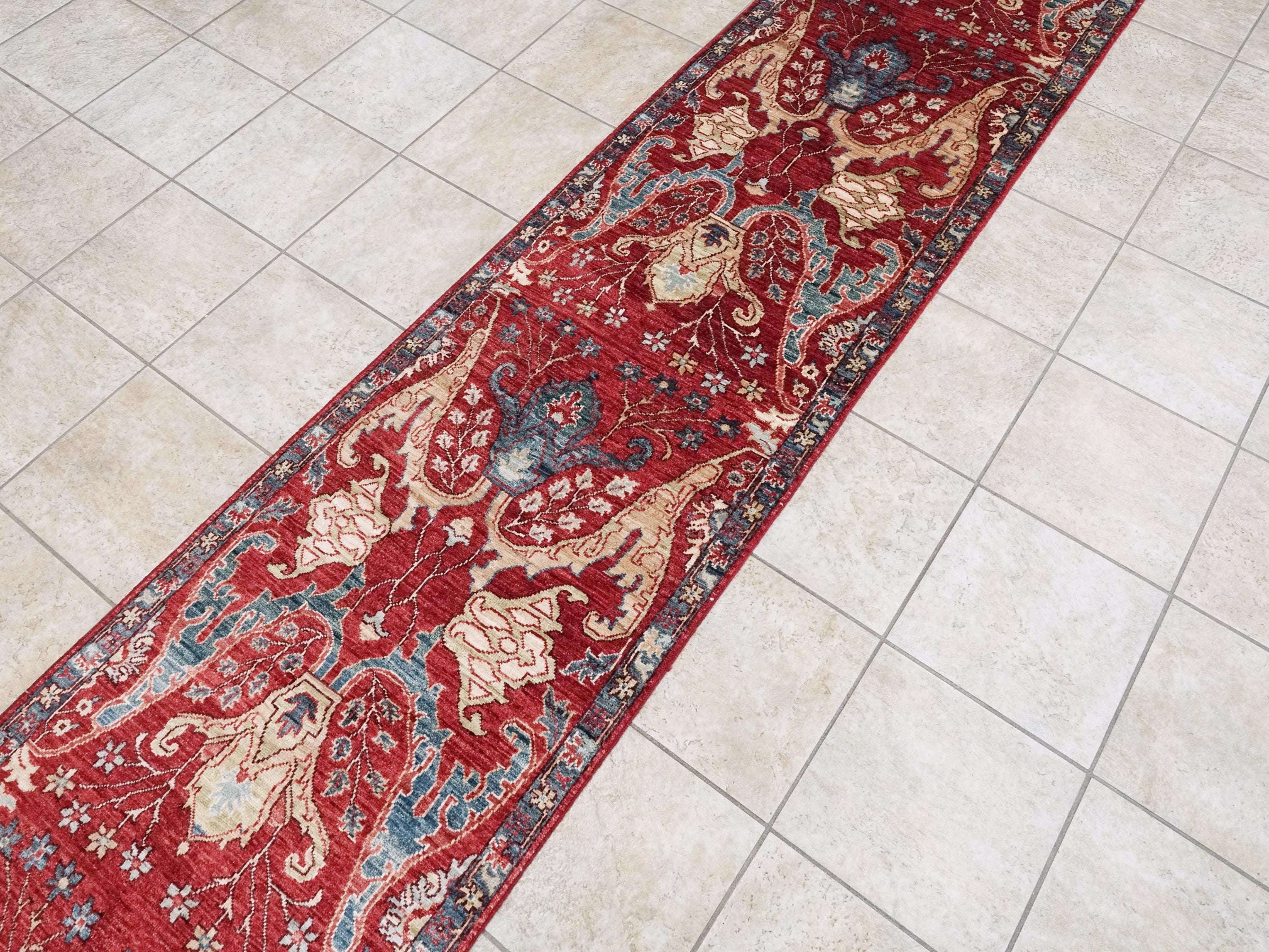 18 Ft Red Serapi Runner Rug - Handmade Wool Hallway Rug