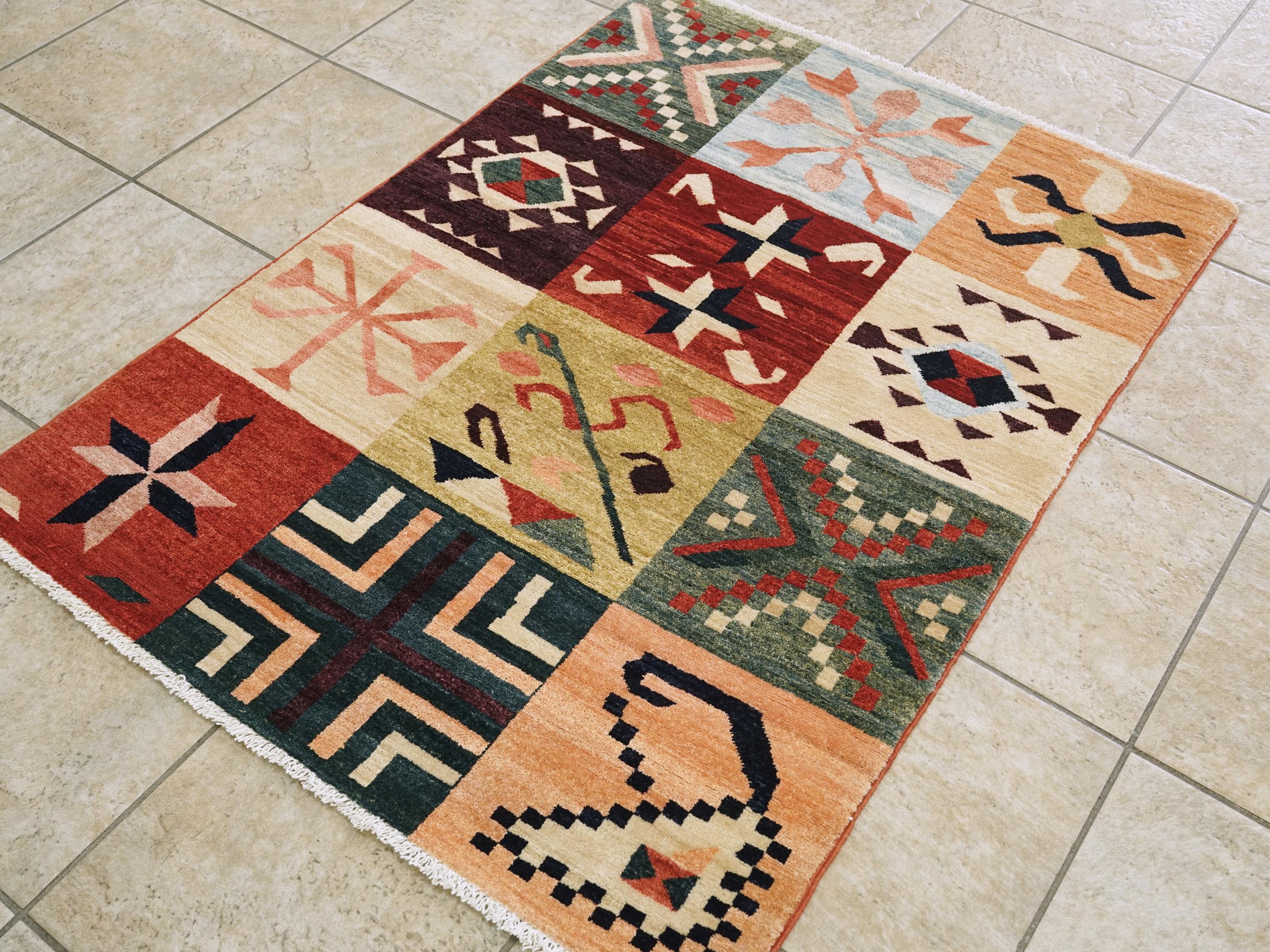 3x4 Ft Hand Knotted Gabbeh Rug - Traditional Oriental Rug