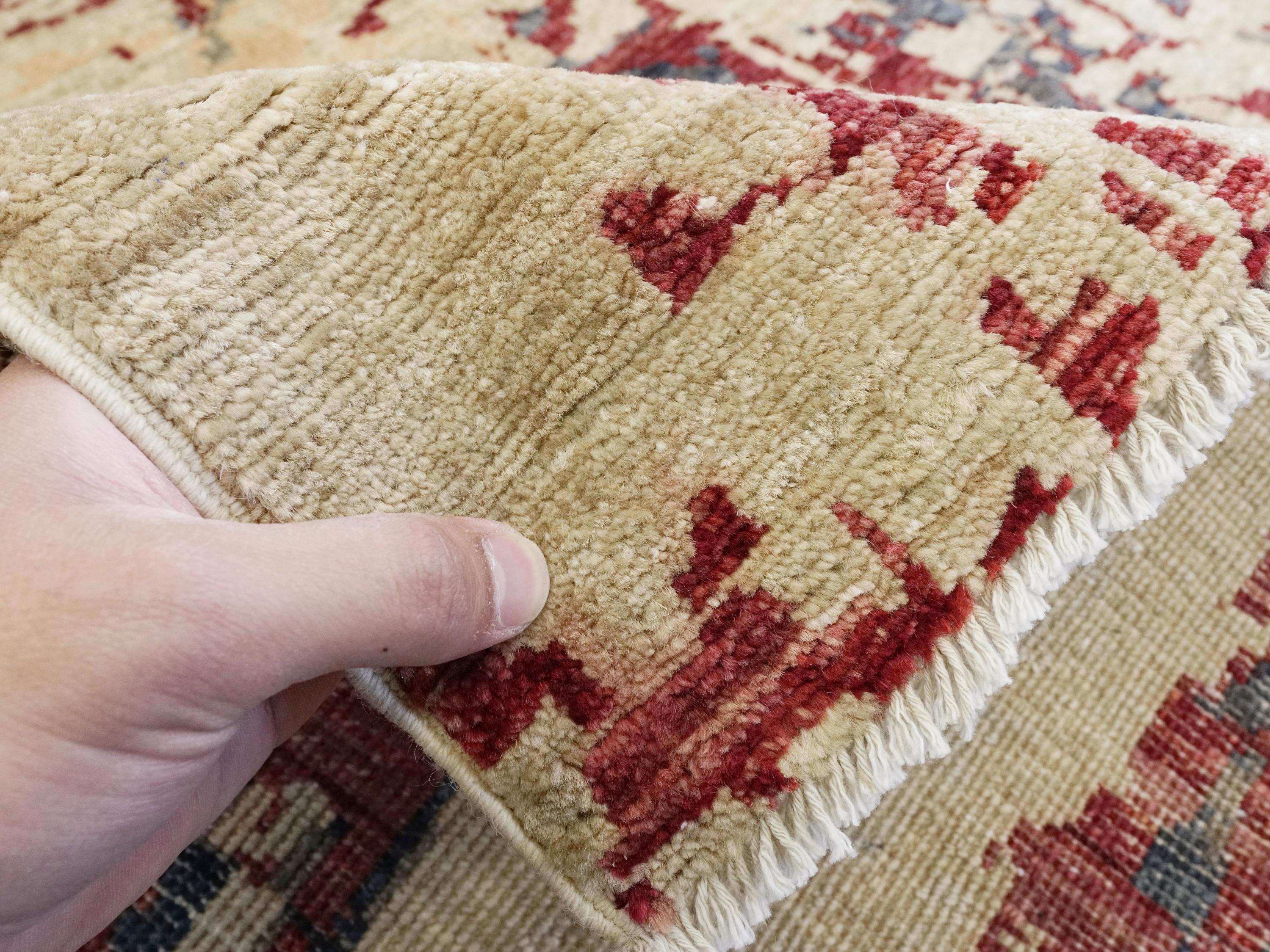 7x10 Ft Hand Knotted Gabbeh Rug - Red & Beige Wool Abstract Rug