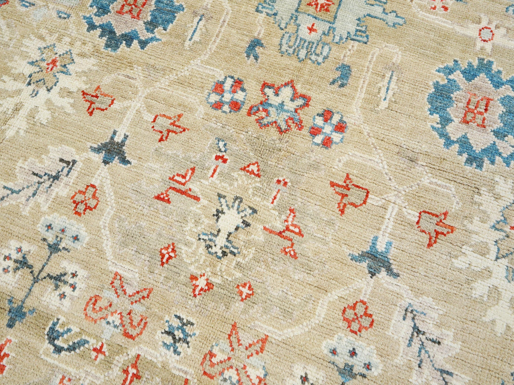 8x11 Ft Brown & Red Oushak Rug - Hand Knotted Oriental Rug - Floral Design