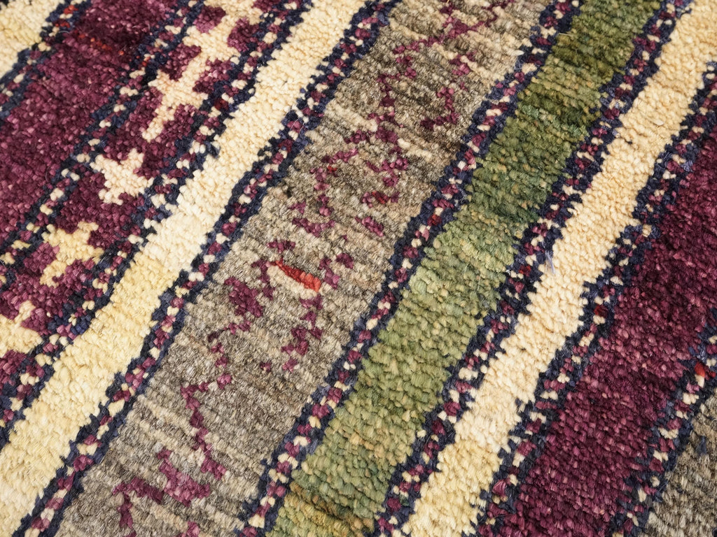 1x2 Ft Hand Knotted Purple Heriz Rug - Afghan Wool Accent Rug