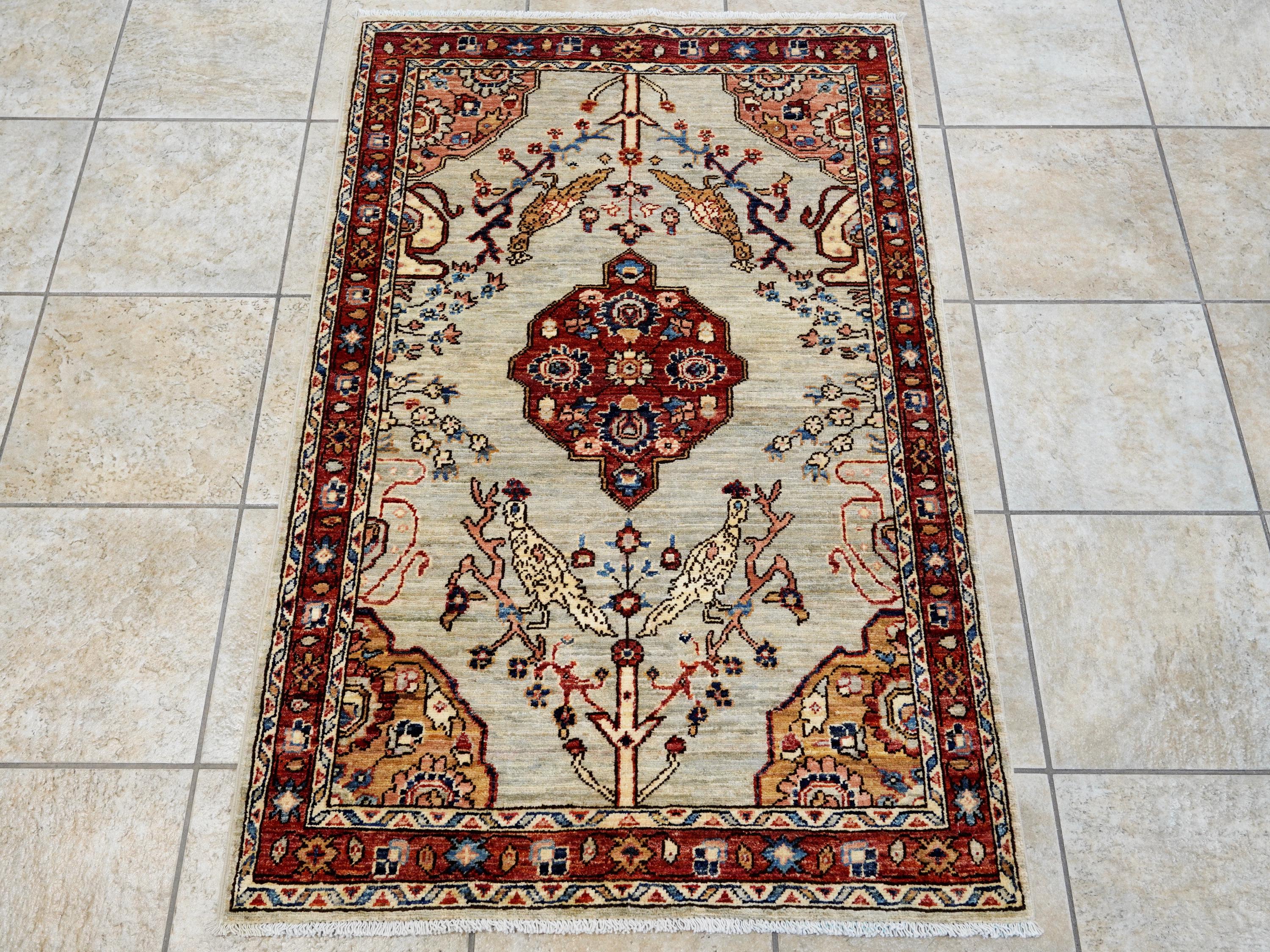 3x5 Ft Light Gray Serapi Rug - Handmade Afghan Rug