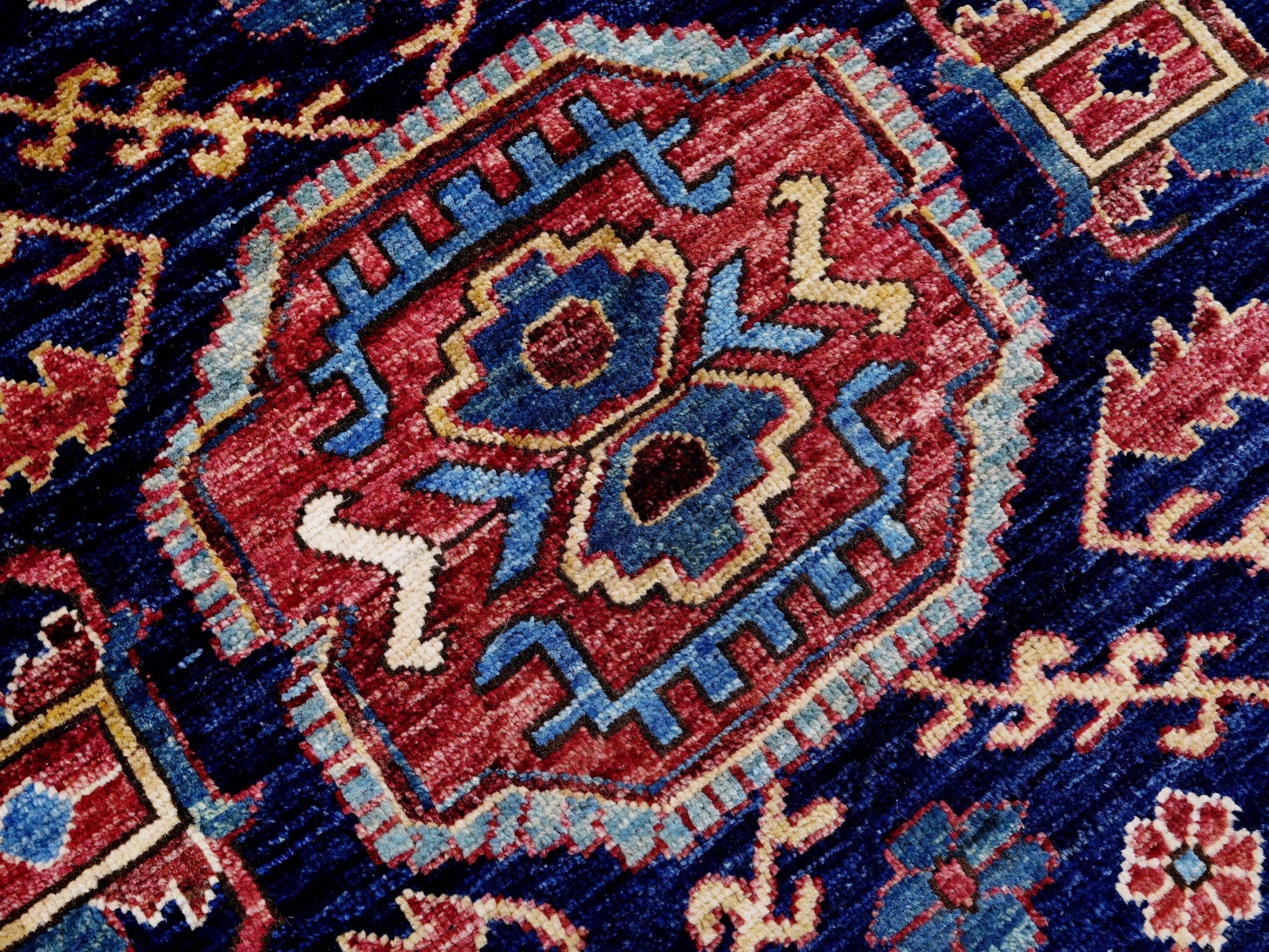 8x10 Ft Blue Heriz Rug - Traditional Hand Knotted Rug - Persian Design