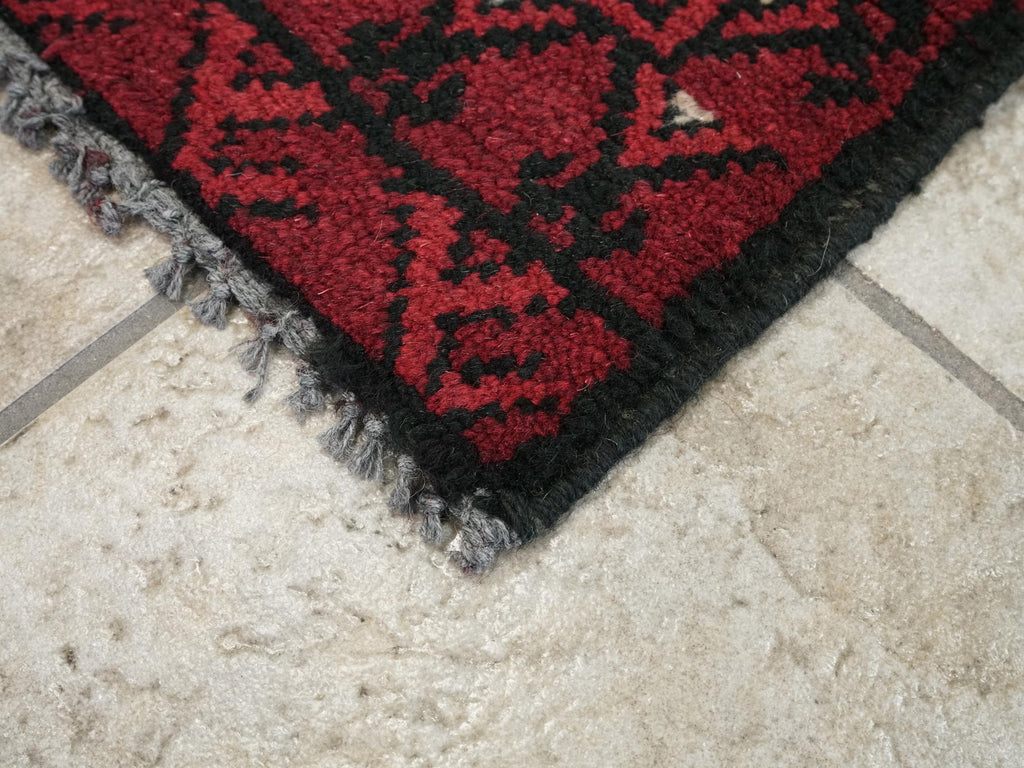 2x3 Ft Red Khal Mohammadi Rug - Hand Knotted Turkmen Wool Rug