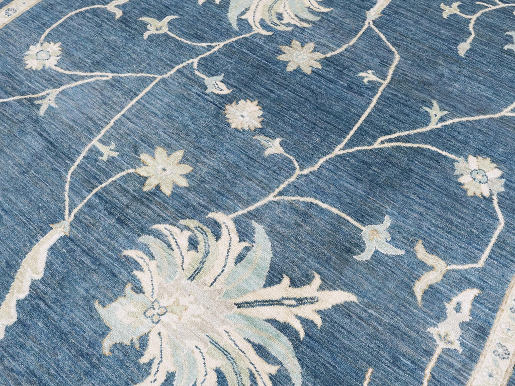 8x10 Ft Blue Ushak Rug - Hand Knotted Wool Oriental Rug