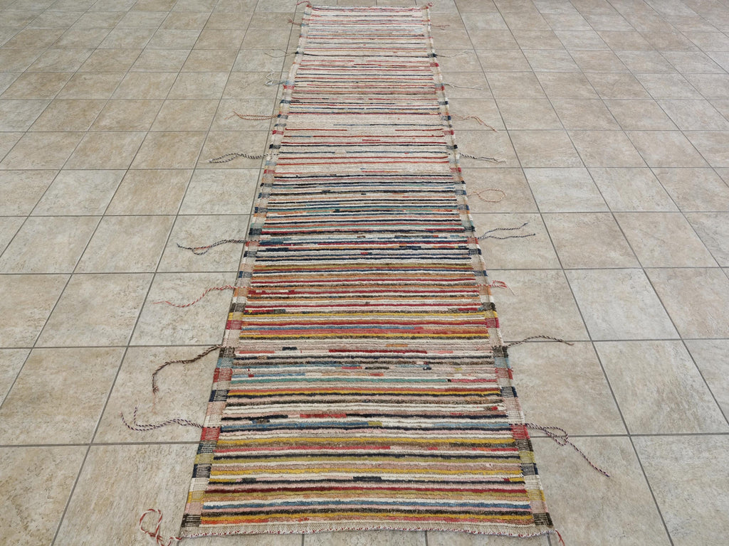 12 Ft Colorful Moroccan Runner Rug - Afghan Wool Hallway Rug
